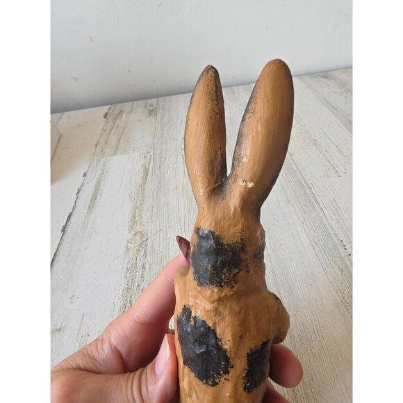 Shabby chic Easter bunny rabbit statue figurine carrot vtg style stands - Picture 5 of 9